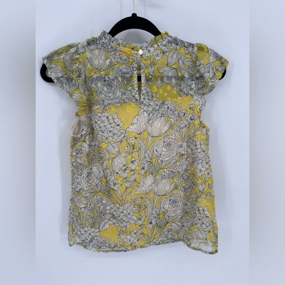 Monteau Los Angeles Chiffon Sleeveless Floral Multi-color Yellow/Black Top - Picture 5 of 13